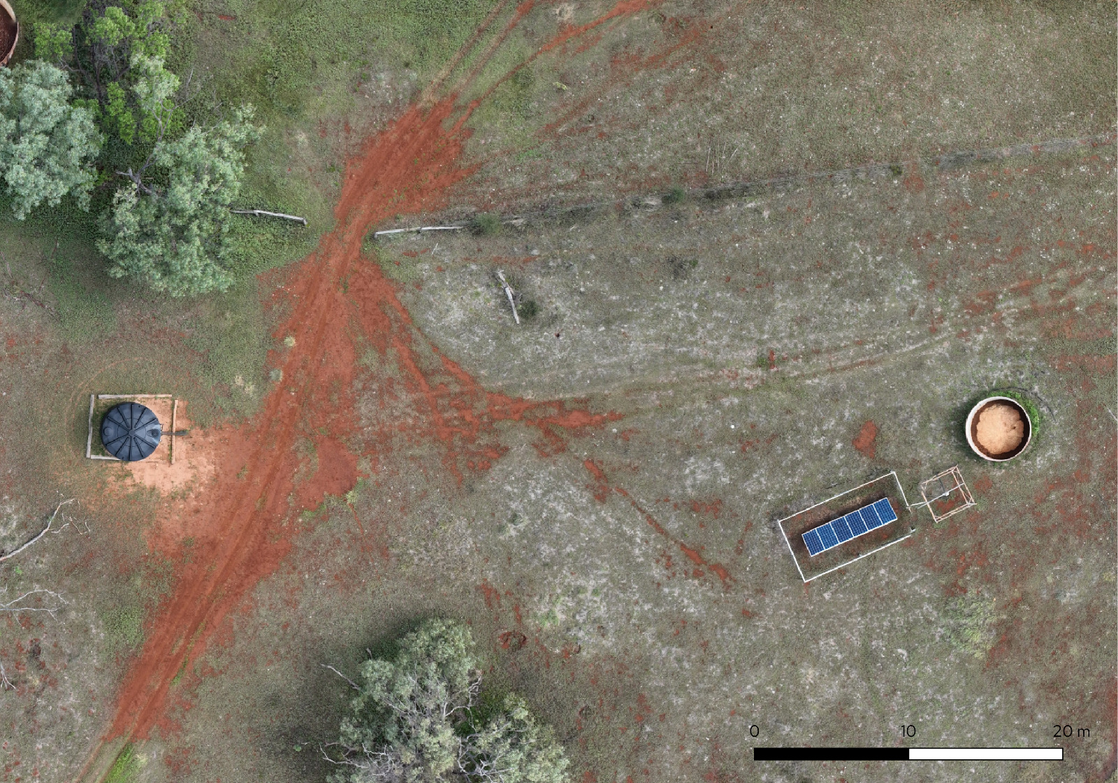 Aerial Lidar survey orthomosaic showing terrain and equipment